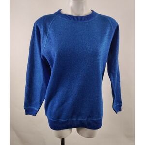 Pronto Moda M Sweater Blue Sparkly Long Sleeve Acrylic and Metallic Yarn - Issue